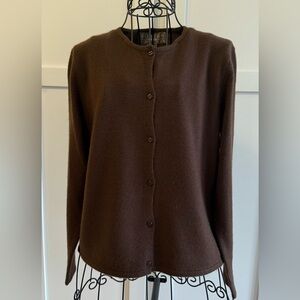 Versatile Petite Medium Cardigan Sweater in a Rich Brown Color